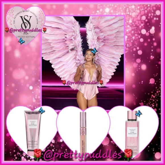 💎 3pc 🪽 VS 2024 Fashion Show Runway Shine Mist Lotion & Lip Gloss Set 💎